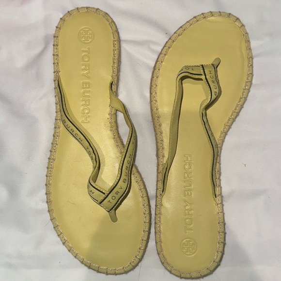 Tory Burch Ribbon Thong Espadrille Yellow Size 9 - Picture 2 of 3